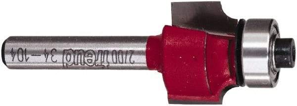 Freud - 3/4" Cut Diam, 1/2" Length of Cut, 0 Flute Round-Over Edge Profile Router Bit - Carbide-Tipped, 1/4" Shank Diam, 2-3/16" OAL, Proprietary Coating - Americas Industrial Supply