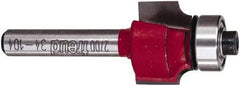 Freud - 3/4" Cut Diam, 1/2" Length of Cut, 0 Flute Round-Over Edge Profile Router Bit - Carbide-Tipped, 1/4" Shank Diam, 2-3/16" OAL, Proprietary Coating - Americas Industrial Supply