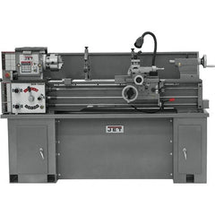 Jet - 13" Swing, 40" Between Centers, 230 Volt, Single Phase Bench Lathe - 5MT Taper, 2 hp, 60 to 1,240 RPM, 1-3/8" Bore Diam, 32" Deep x 45" High x 71" Long - Americas Industrial Supply