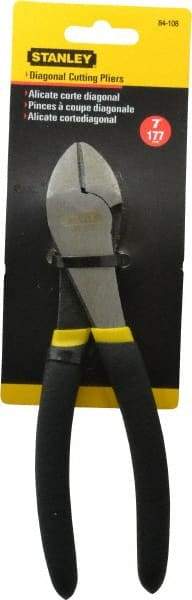 Stanley - 7-1/8" OAL, 1/2" Capacity, Cutting Pliers - 53/64" Jaw Length x 1-11/64" Jaw Width, Round Head, Cushion Grip Handle - Americas Industrial Supply