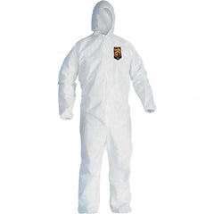 KleenGuard - Size 3XL Film Laminate General Purpose Coveralls - White, Zipper Closure, Elastic Cuffs, Elastic Ankles, Serged Seams - Americas Industrial Supply