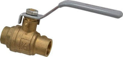 Value Collection - 1/2" Pipe, Full Port, Brass Standard Ball Valve - Inline - One Way Flow, Soldered x Soldered Ends, Lever Handle, 500 WOG - Americas Industrial Supply