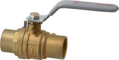 Value Collection - 1" Pipe, Full Port, Brass Standard Ball Valve - Inline - One Way Flow, Soldered x Soldered Ends, Lever Handle, 500 WOG - Americas Industrial Supply