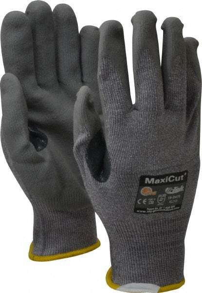ATG - Size XL (10), ANSI Cut Lvl A4, Puncture Lvl 3, Abrasion Lvl 4, Nitrile Coated Cut Resistant Gloves - 9" Long, Palm & Fingers Coated, Dyneema Lining, Knit Wrist, Gray, Paired - Americas Industrial Supply