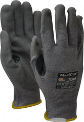 ATG - Size XL (10), ANSI Cut Lvl A4, Puncture Lvl 3, Abrasion Lvl 4, Nitrile Coated Cut Resistant Gloves - 9" Long, Palm & Fingers Coated, Dyneema Lining, Knit Wrist, Gray, Paired - Americas Industrial Supply