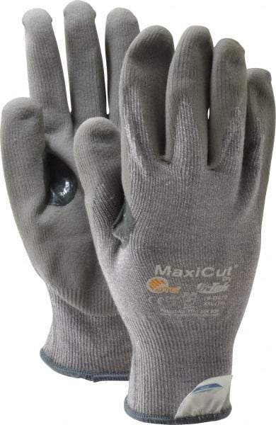 ATG - Size 2XL (11), ANSI Cut Lvl A4, Puncture Lvl 3, Abrasion Lvl 4, Nitrile Coated Cut Resistant Gloves - 9" Long, Palm & Fingers Coated, Dyneema Lining, Knit Wrist, Gray, Paired - Americas Industrial Supply