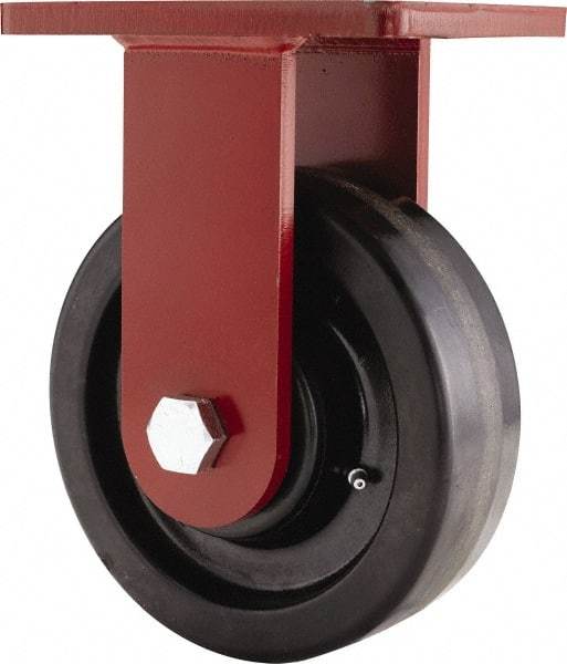 Hamilton - 8" Diam x 2-1/2" Wide x 10-1/2" OAH Top Plate Mount Rigid Caster - Phenolic, 2,000 Lb Capacity, Straight Roller Bearing, 5-1/2 x 7-1/2" Plate - Americas Industrial Supply