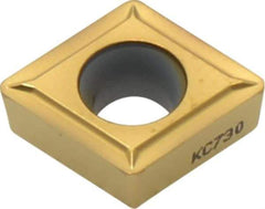 Kennametal - CCMT432 LF Grade KC730 Carbide Turning Insert - TiN Finish, 80° Diamond, 1/2" Inscr Circle, 3/16" Thick, 1/32" Corner Radius - Americas Industrial Supply