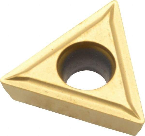 Kennametal - TPMT32.51 LF Grade KC730 Carbide Turning Insert - TiN Finish, 60° Triangle, 3/8" Inscr Circle, 5/32" Thick, 1/64" Corner Radius - Americas Industrial Supply