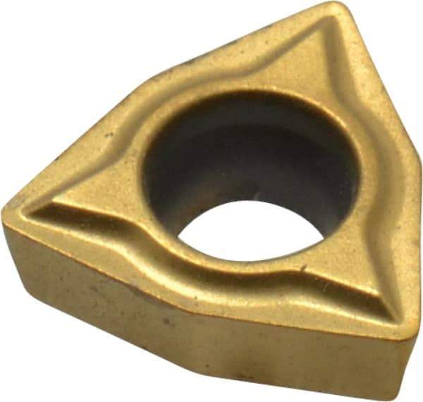 Kennametal - WPMT21.51 LF Grade KC730 Carbide Turning Insert - TiN Finish, 80° Trigon, 1/4" Inscr Circle, 3/32" Thick, 1/64" Corner Radius - Americas Industrial Supply