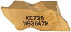 Kennametal - 3047NG Grade KC730, 1.19mm Cutting Width Carbide Grooving Insert - 1.91mm Max Depth of Cut, Right Hand, 0.19mm Corner Radius, TiN Finish - Americas Industrial Supply