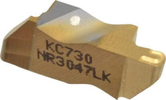 Kennametal - 3047NR K Grade KC730, 2.39mm Cutting Width Carbide Grooving Insert - 3.81mm Max Depth of Cut, Left Hand, 1.19mm Corner Radius, TiN Finish - Americas Industrial Supply