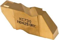 Kennametal - 4250NG K Grade KC730, 6.35mm Cutting Width Carbide Grooving Insert - 6.35mm Max Depth of Cut, Right Hand, 0.57mm Corner Radius, TiN Finish - Americas Industrial Supply
