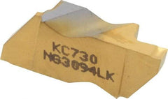 Kennametal - 3094NG K Grade KC730, 2.39mm Cutting Width Carbide Grooving Insert - 3.81mm Max Depth of Cut, Left Hand, 0.19mm Corner Radius, TiN Finish - Americas Industrial Supply