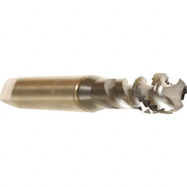 Emuge - #5-40 UNC 3 Flute 2B Bottoming Spiral Flute Tap - Cobalt, TiCN Finish, 2.205" OAL, Right Hand Flute, Right Hand Thread, Series Enorm - Exact Industrial Supply