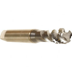 Emuge - #5-40 UNC 3 Flute 2B Bottoming Spiral Flute Tap - Cobalt, TiCN Finish, 2.205" OAL, Right Hand Flute, Right Hand Thread, Series Enorm - Exact Industrial Supply