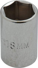 Proto - 1/2" Drive, Standard Hand Socket - 6 Points, 1-1/2" OAL, Chrome Finish - Americas Industrial Supply