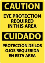NMC - "Caution - Eye Protection Required in This Area", 20" Long x 14" Wide, Rigid Plastic Safety Sign - Rectangle, 0.05" Thick, Use for Accident Prevention - Americas Industrial Supply