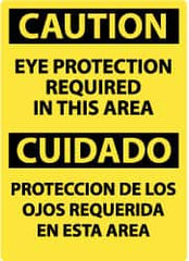 NMC - "Caution - Eye Protection Required in This Area", 20" Long x 14" Wide, Pressure-Sensitive Vinyl Safety Sign - Rectangle, 0.004" Thick, Use for Accident Prevention - Americas Industrial Supply
