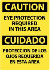 NMC - "Caution - Eye Protection Required in This Area", 14" Long x 10" Wide, Pressure-Sensitive Vinyl Safety Sign - Rectangle, 0.004" Thick, Use for Accident Prevention - Americas Industrial Supply