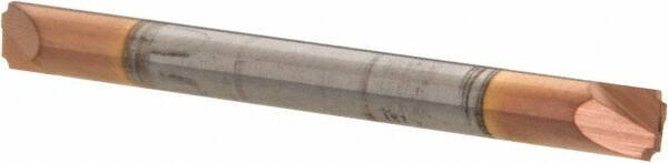 Accupro - 0.015" Radius, 1/8" Mill Diam, 2 Flute Solid Carbide Corner Rounding End Mill - Double End, TiCN Finish, 1-1/2" OAL, 1/8" Shank Diam - Americas Industrial Supply