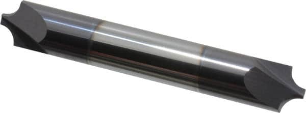 Accupro - 0.14" Radius, 3/8" Mill Diam, 2 Flute Solid Carbide Corner Rounding End Mill - Double End, AlTiN Finish, 2-1/2" OAL, 3/8" Shank Diam - Americas Industrial Supply