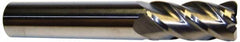 Accupro - 1/2", 4 Flute, Single End, Solid Carbide, 0.045" Corner Radius End Mill - 6" OAL, 40° Helix, Right Hand Flute, 3" LOC, Right Hand Cut - Americas Industrial Supply