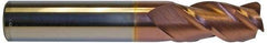 Accupro - 3/4", 3 Flute, Single End, Solid Carbide, 0.045" Corner Radius End Mill - 4" OAL, 40° Helix, Right Hand Flute, 1-1/2" LOC, Right Hand Cut - Americas Industrial Supply