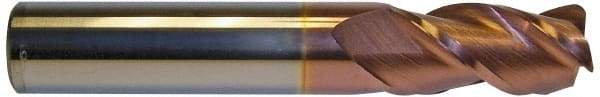 Accupro - 3/4", 3 Flute, Single End, Solid Carbide, 0.09" Corner Radius End Mill - 4" OAL, 40° Helix, Right Hand Flute, 1-1/2" LOC, Right Hand Cut - Americas Industrial Supply