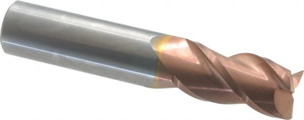 Accupro - 3/4", 3 Flute, Single End, Solid Carbide, 0.015" Corner Radius End Mill - 4" OAL, 40° Helix, Right Hand Flute, 1-1/2" LOC, Right Hand Cut - Americas Industrial Supply