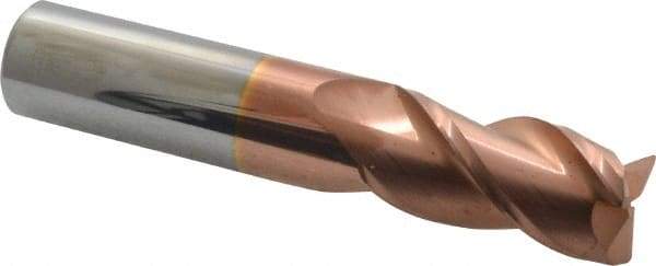 Accupro - 3/4", 3 Flute, Single End, Solid Carbide, 0.03" Corner Radius End Mill - 4" OAL, 40° Helix, Right Hand Flute, 1-1/2" LOC, Right Hand Cut - Americas Industrial Supply
