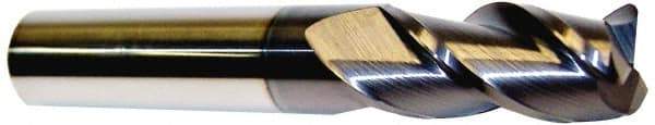 Accupro - 3/4", 3 Flute, Single End, Solid Carbide, 0.09" Corner Radius End Mill - 4" OAL, 40° Helix, Right Hand Flute, 1-1/2" LOC, Right Hand Cut - Americas Industrial Supply