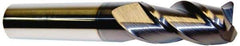 Accupro - 3/4", 3 Flute, Single End, Solid Carbide, 0.09" Corner Radius End Mill - 4" OAL, 40° Helix, Right Hand Flute, 1-1/2" LOC, Right Hand Cut - Americas Industrial Supply