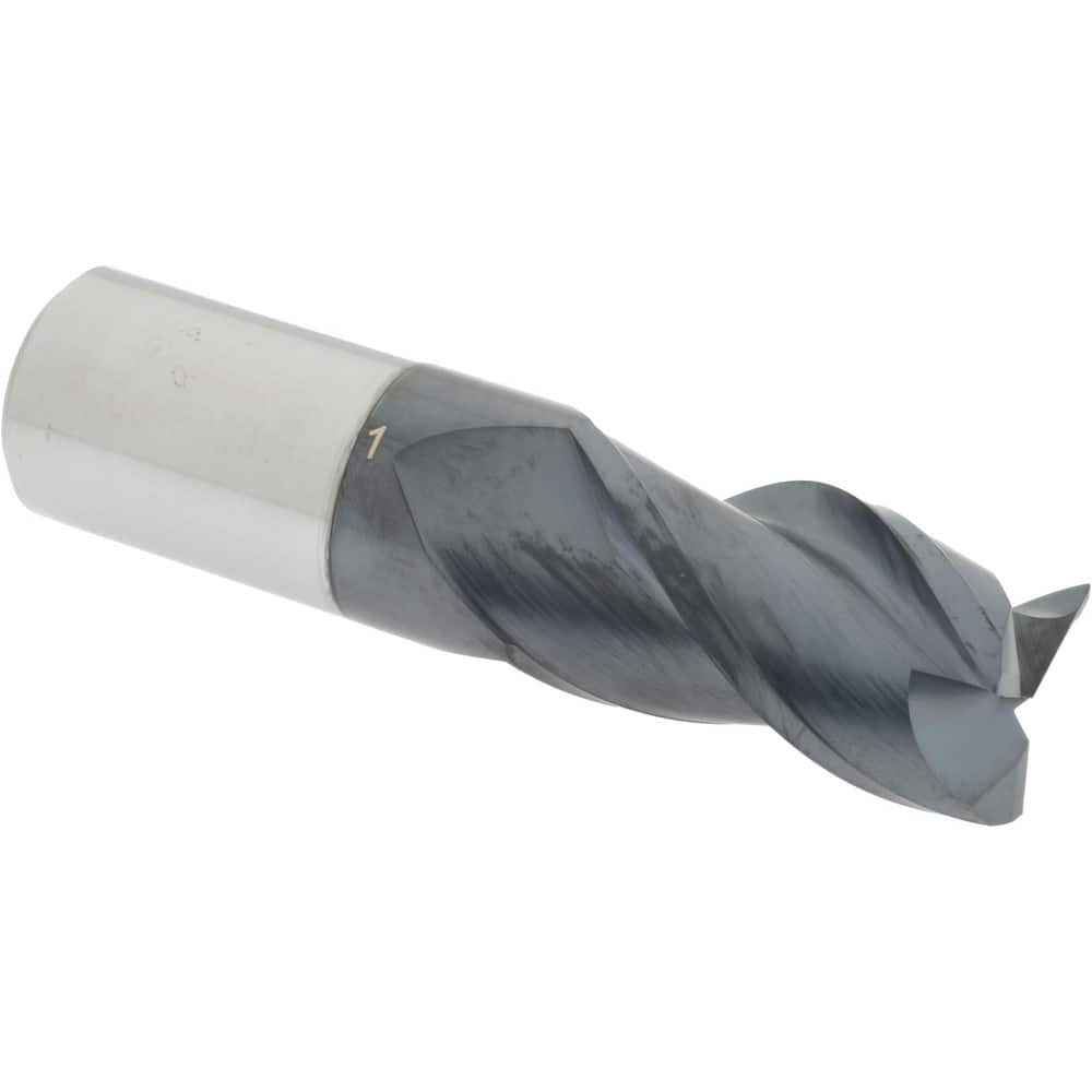 Corner Radius End Mill: 1″ Dia, 1-3/4″ LOC, 0.02″ Radius, 3 Flutes, Solid Carbide 4″ OAL, 1″ Shank Dia, 40 ° Helix, AlTiN Coated, Corner Radius End, Centercutting