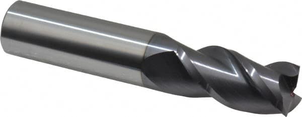 Accupro - 3/4", 3 Flute, Single End, Solid Carbide, 0.015" Corner Radius End Mill - 4" OAL, 40° Helix, Right Hand Flute, 1-1/2" LOC, Right Hand Cut - Americas Industrial Supply