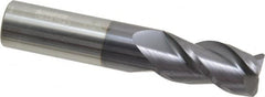Accupro - 3/4", 3 Flute, Single End, Solid Carbide, 0.06" Corner Radius End Mill - 4" OAL, 40° Helix, Right Hand Flute, 1-1/2" LOC, Right Hand Cut - Americas Industrial Supply