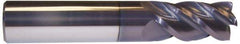 Accupro - 3/8", 4 Flute, Single End, Solid Carbide, 0.09" Corner Radius End Mill - 6" OAL, 40° Helix, Right Hand Flute, 3" LOC, Right Hand Cut - Americas Industrial Supply