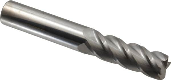 Accupro - 3/4", 4 Flute, Single End, Solid Carbide, 0.09" Corner Radius End Mill - 5" OAL, 40° Helix, Right Hand Flute, 2-1/4" LOC, Right Hand Cut - Americas Industrial Supply