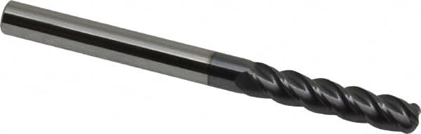 Accupro - 1/4", 4 Flute, Single End, Solid Carbide, 0.09" Corner Radius End Mill - 3" OAL, 40° Helix, Right Hand Flute, 1-1/8" LOC, Right Hand Cut - Americas Industrial Supply