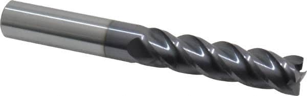 Accupro - 1/2", 4 Flute, Single End, Solid Carbide, 0.01" Corner Radius End Mill - 4" OAL, 40° Helix, Right Hand Flute, 2" LOC, Right Hand Cut - Americas Industrial Supply