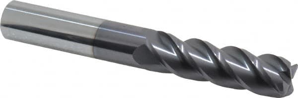 Accupro - 5/8", 4 Flute, Single End, Solid Carbide, 0.06" Corner Radius End Mill - 4-5/8" OAL, 40° Helix, Right Hand Flute, 2-1/8" LOC, Right Hand Cut - Americas Industrial Supply