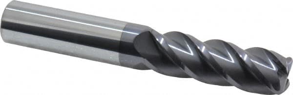 Accupro - 3/4", 4 Flute, Single End, Solid Carbide, 1/8" Corner Radius End Mill - 5" OAL, 40° Helix, Right Hand Flute, 2-1/4" LOC, Right Hand Cut - Americas Industrial Supply
