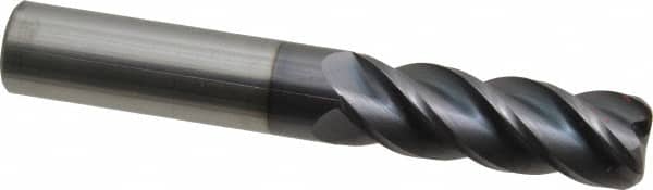 Accupro - 3/4", 4 Flute, Single End, Solid Carbide, 0.09" Corner Radius End Mill - 5" OAL, 40° Helix, Right Hand Flute, 2-1/4" LOC, Right Hand Cut - Americas Industrial Supply