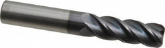 Accupro - 3/4", 4 Flute, Single End, Solid Carbide, 0.09" Corner Radius End Mill - 5" OAL, 40° Helix, Right Hand Flute, 2-1/4" LOC, Right Hand Cut - Americas Industrial Supply