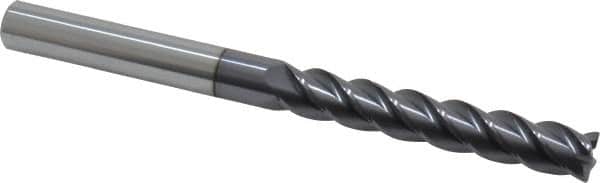 Accupro - 1/2", 4 Flute, Single End, Solid Carbide, 0.03" Corner Radius End Mill - 6" OAL, 40° Helix, Right Hand Flute, 3" LOC, Right Hand Cut - Americas Industrial Supply
