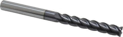 Accupro - 1/2", 4 Flute, Single End, Solid Carbide, 0.03" Corner Radius End Mill - 6" OAL, 40° Helix, Right Hand Flute, 3" LOC, Right Hand Cut - Americas Industrial Supply