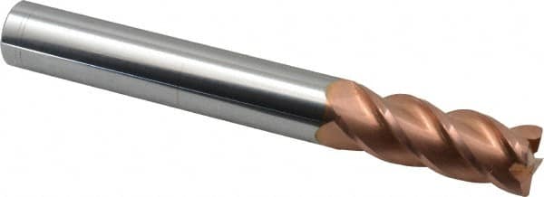 Accupro - 3/4", 4 Flute, Single End, Solid Carbide, 0.03" Corner Radius End Mill - 6" OAL, 40° Helix, Right Hand Flute, 2" LOC, Right Hand Cut - Americas Industrial Supply