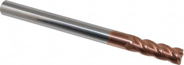 Accupro - 1/2", 4 Flute, Single End, Solid Carbide, 0.03" Corner Radius End Mill - 6" OAL, 40° Helix, Right Hand Flute, 1-1/2" LOC, Right Hand Cut - Americas Industrial Supply