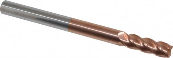 Accupro - 1/2", 4 Flute, Single End, Solid Carbide, 0.06" Corner Radius End Mill - 6" OAL, 40° Helix, Right Hand Flute, 1-1/2" LOC, Right Hand Cut - Americas Industrial Supply