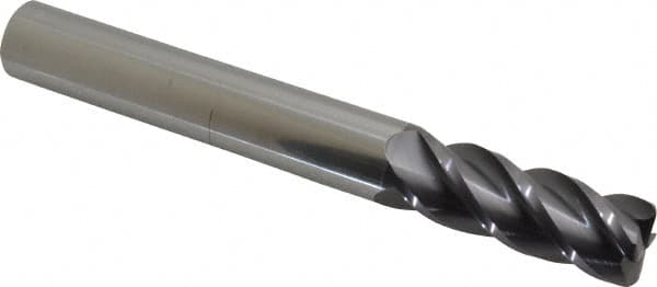 Accupro - 3/4", 4 Flute, Single End, Solid Carbide, 0.09" Corner Radius End Mill - 6" OAL, 40° Helix, Right Hand Flute, 2" LOC, Right Hand Cut - Americas Industrial Supply